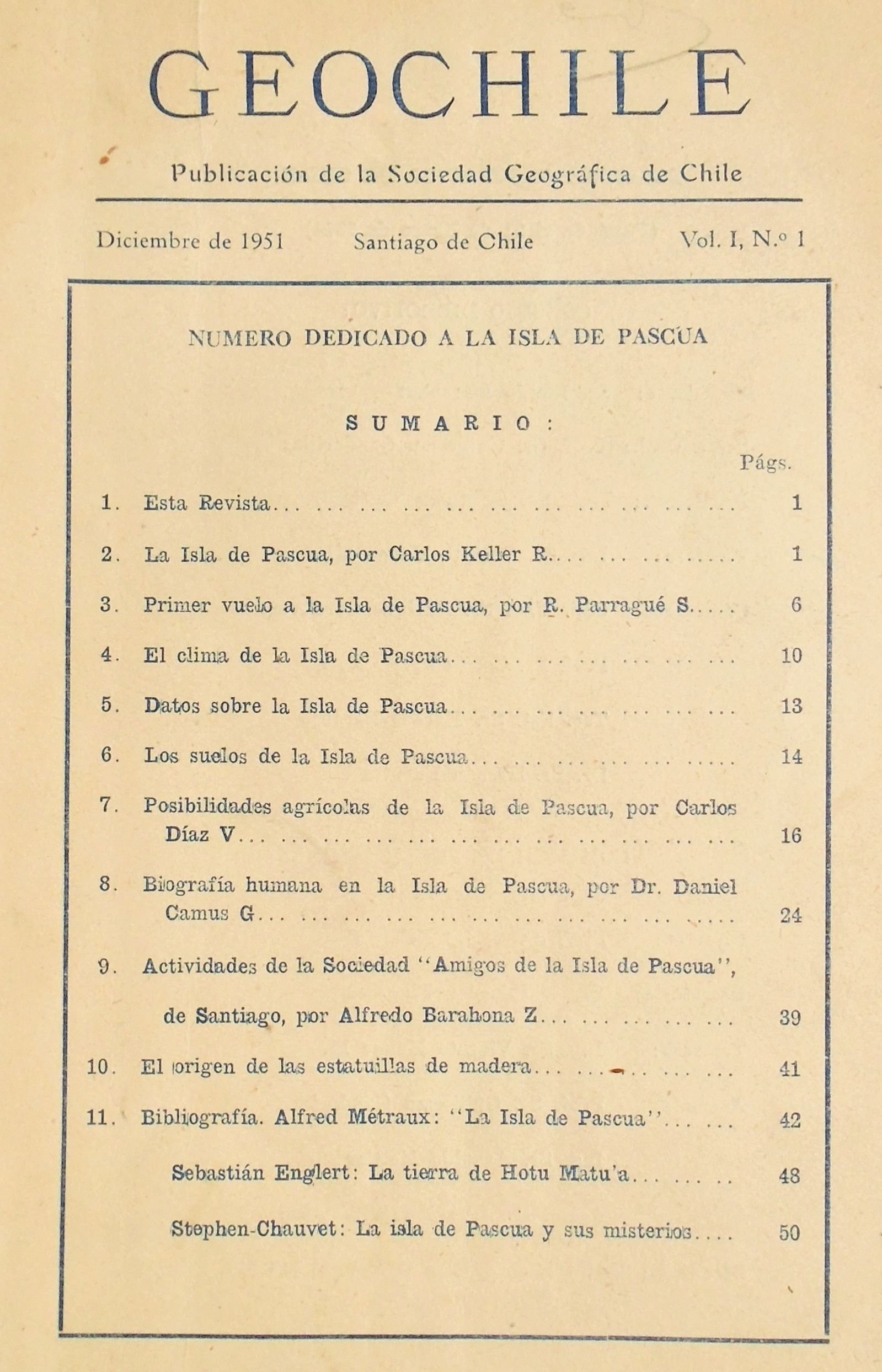Geo Chile N°1	(Diciembre de 1951)