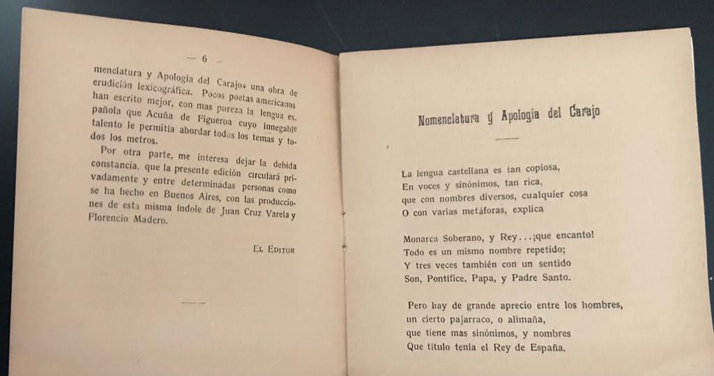 Francisco Acuña de Figueroa.	Nomenclatura y apología del carajo