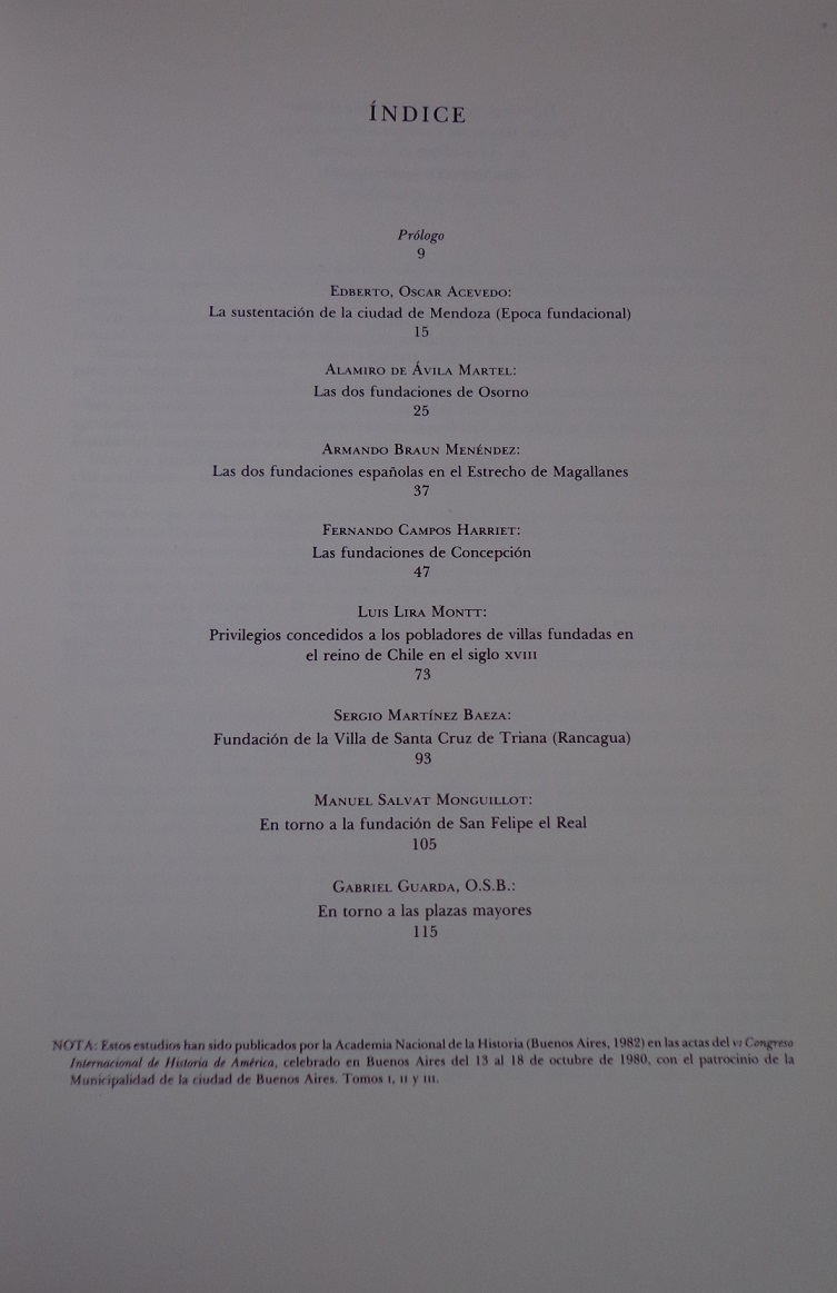 Academia Chilena de la Historia. Serie de estudios y documentos para la historia de las ciudades del Reino de Chile