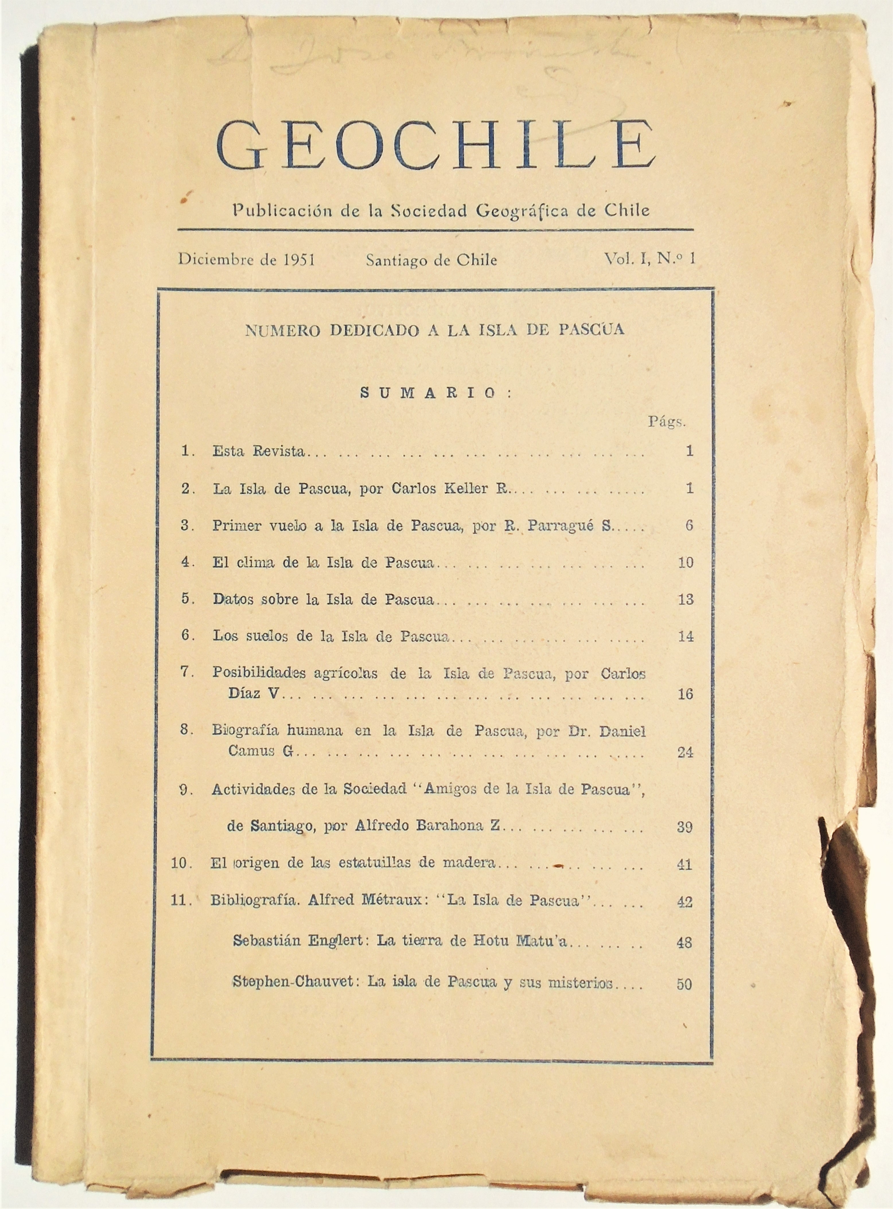 Geo Chile N°1	(Diciembre de 1951)