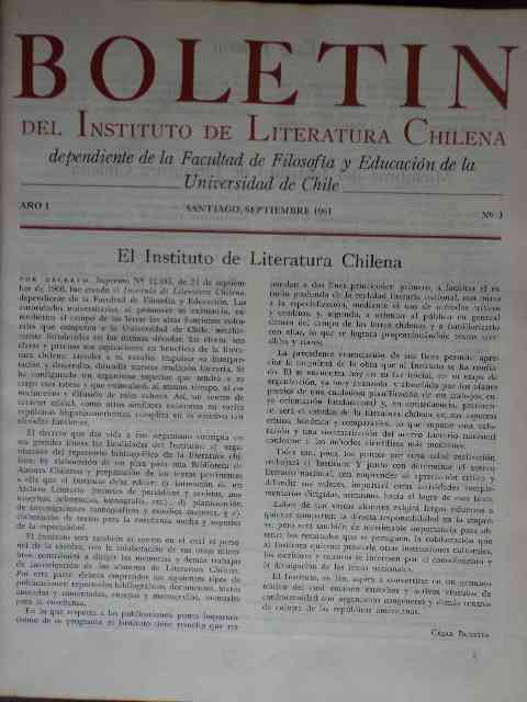 Facultad De Filosofía Y Educación De La Universidad De Chile - Boletín del  Instituto de Literatura Chilena
