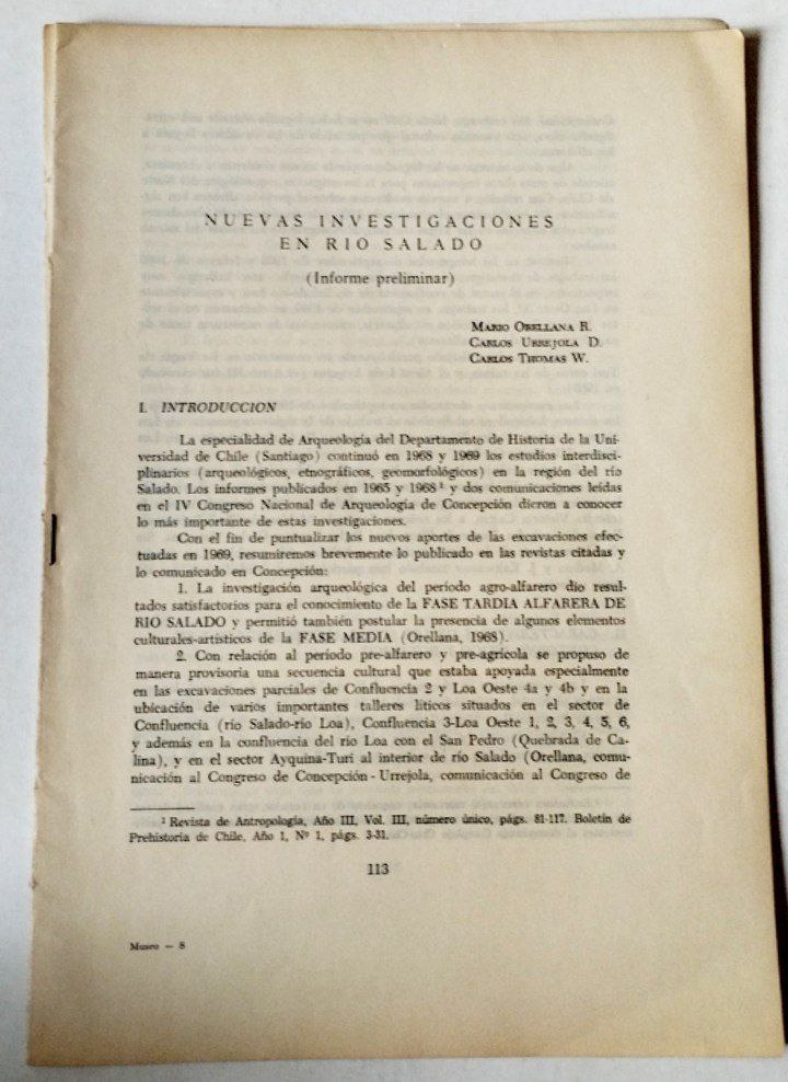 Nuestras Investigaciones en Río Salado (Informe Preliminar)