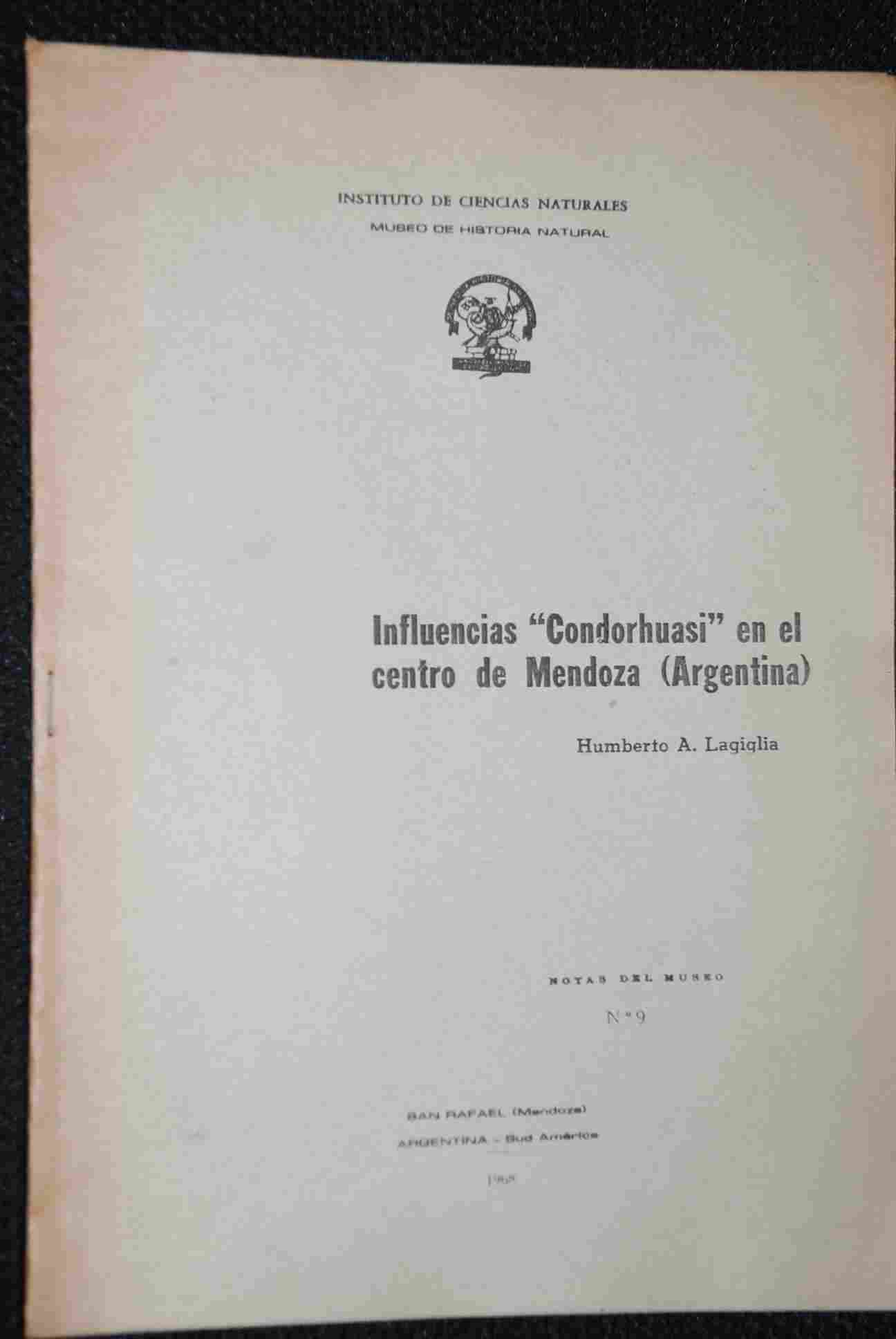 Humberto A. Lagiglia - Influencias " Condorhuasi" en el centro de Mendoza (Argentina)