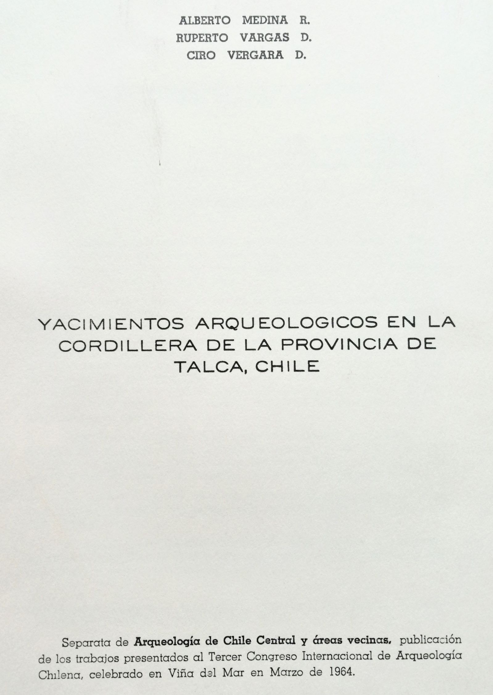 Yacimientos arqueológicos en la cordillera de la Provincia de Talca