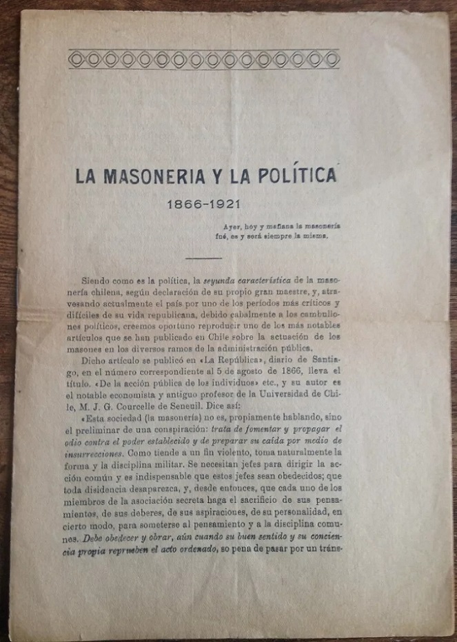 La Masoneria y la politica 1866 - 1921