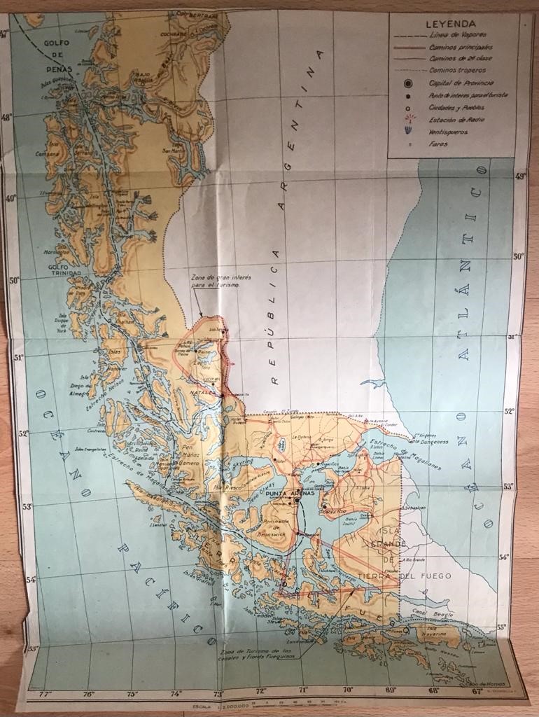 Mapa de la zona turistica canales fueguinos 