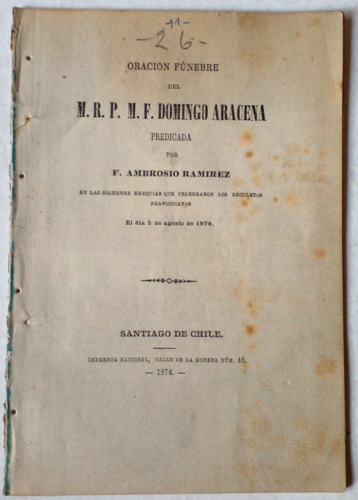 Oración fúnebre del M.R.P.M.F. Domingo Aracena.