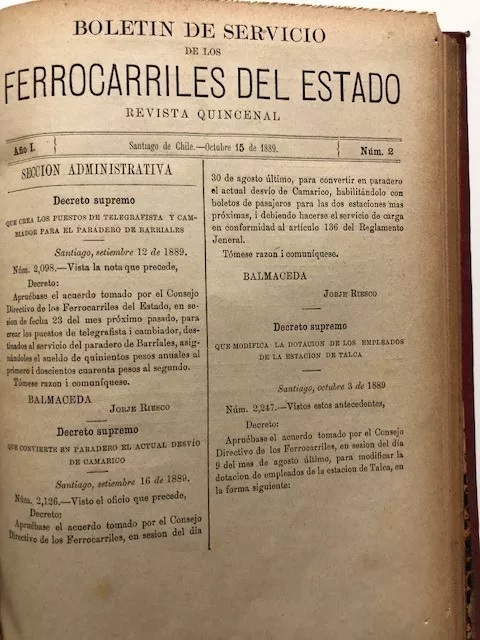 Boletín de Servicio de los Ferrocarriles del Estado.