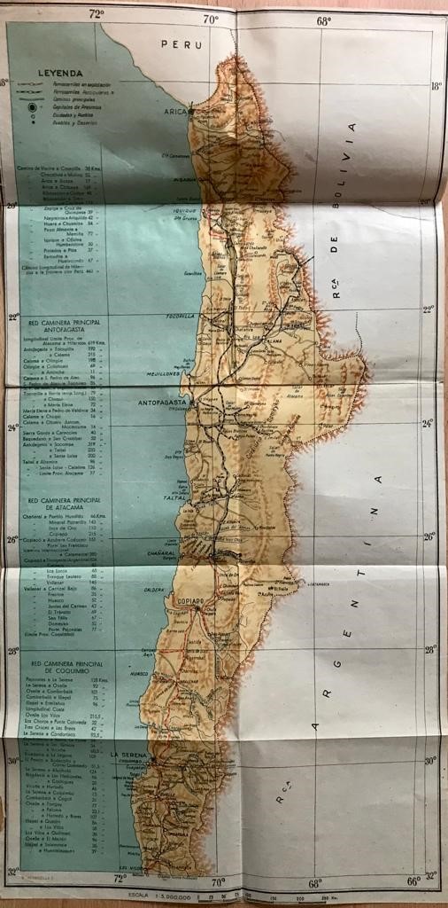 Mapa desde Arica a Los Vilos 