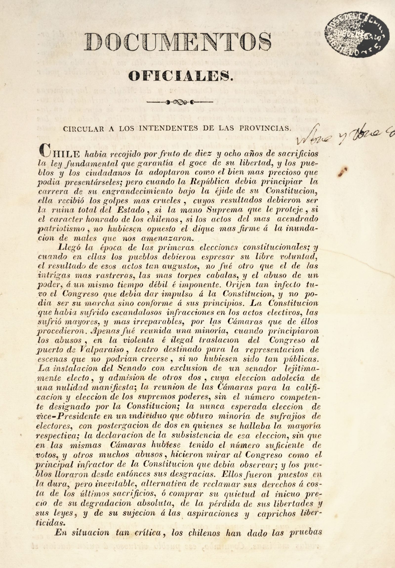 Documentos oficiales Independencia