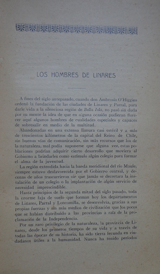 Julio Chacón del Campo. La provincia de Linares