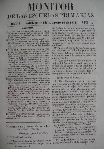 Domingo Faustino Sarmiento -  Monitor De Las Escuelas Primarias