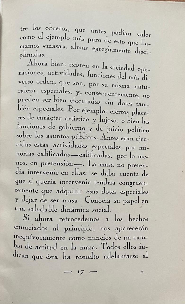 José Ortega y Gasset 	La rebelión de las masas 