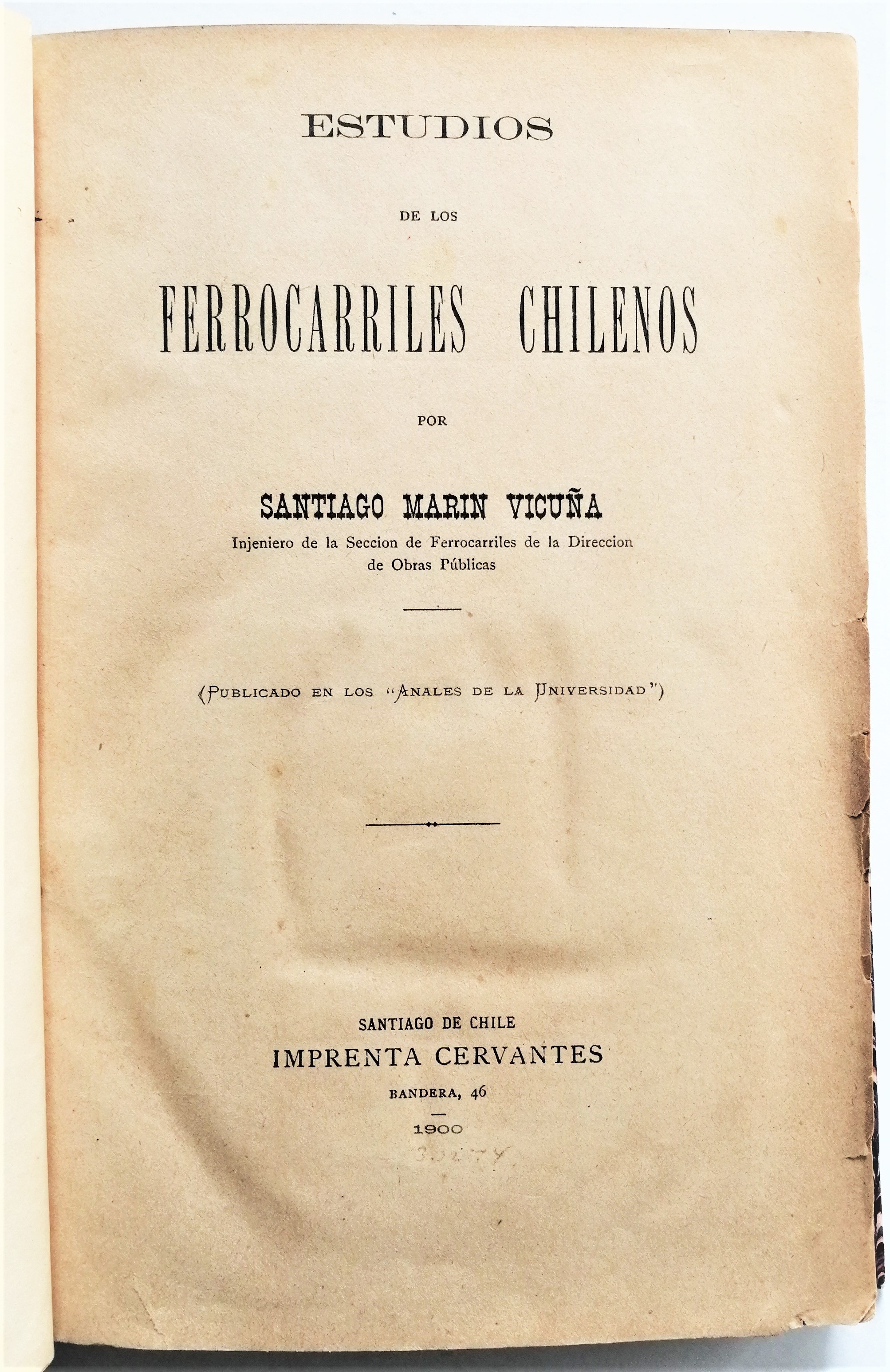 Santiago Marín Vicuña - Estudios de los ferrocarriles chilenos