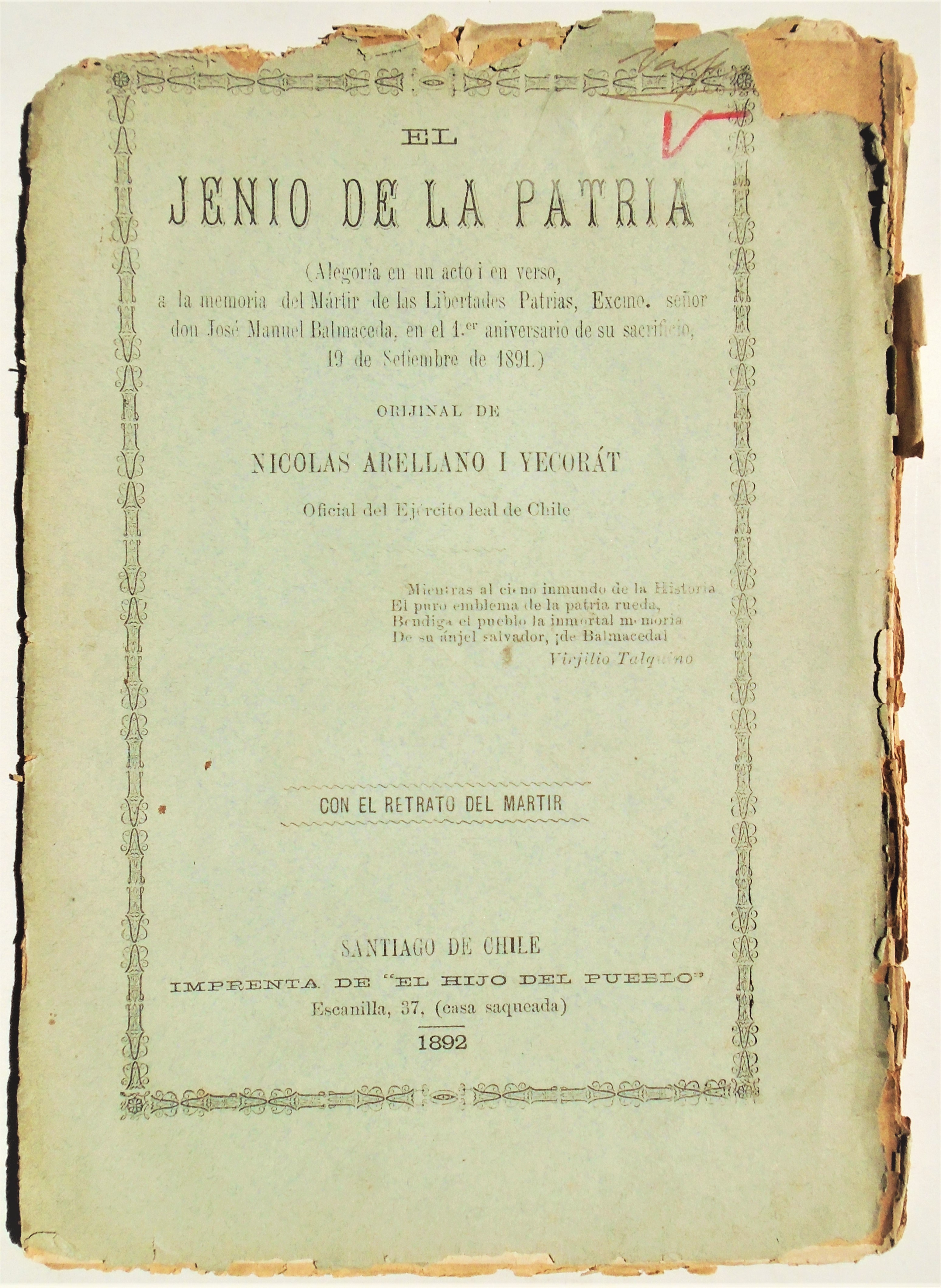 Nicolas Arellano i Yecorát - El jenio de la patria