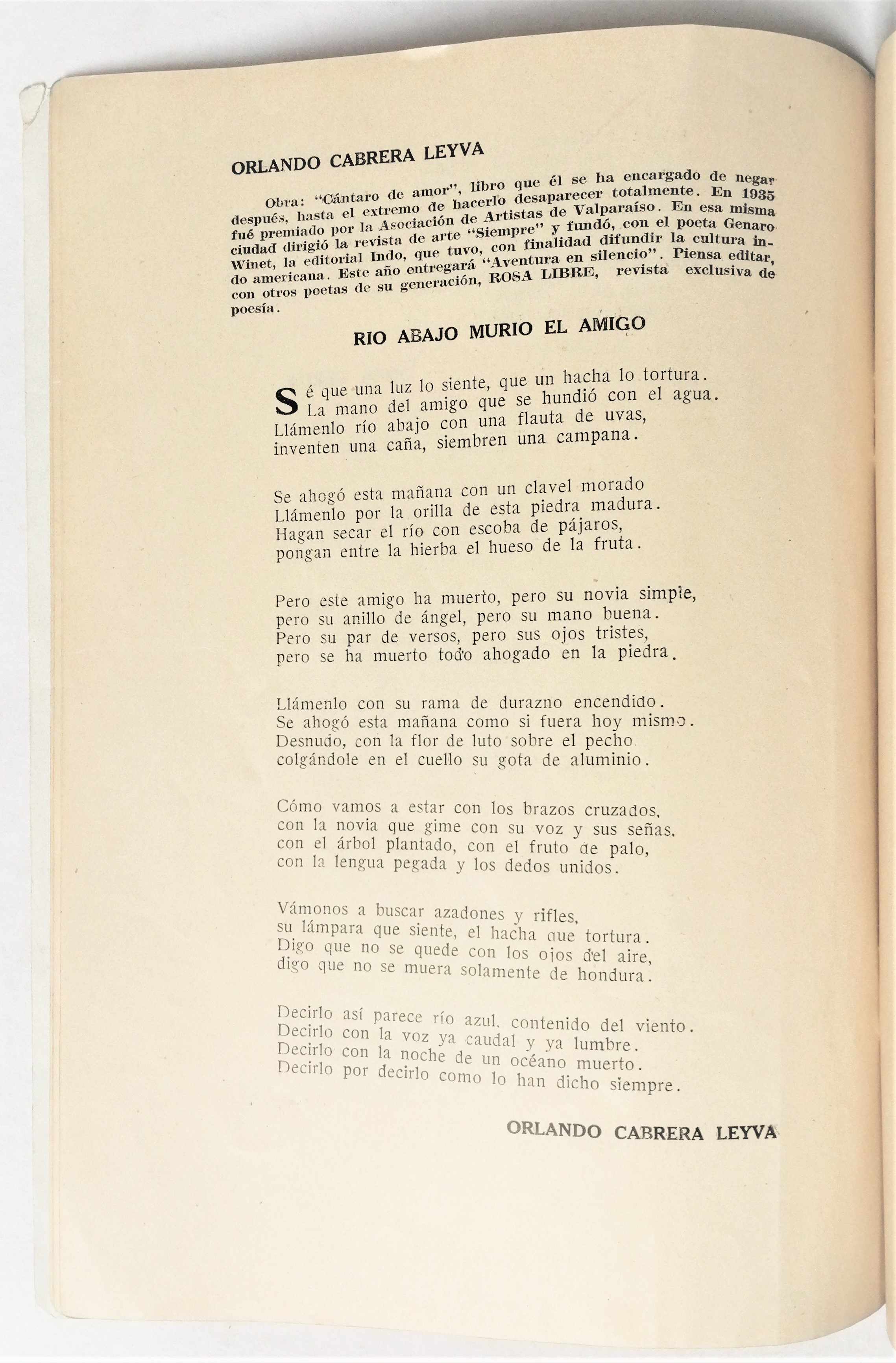 Rosa libre - Revista de poesía (1939) Firmada