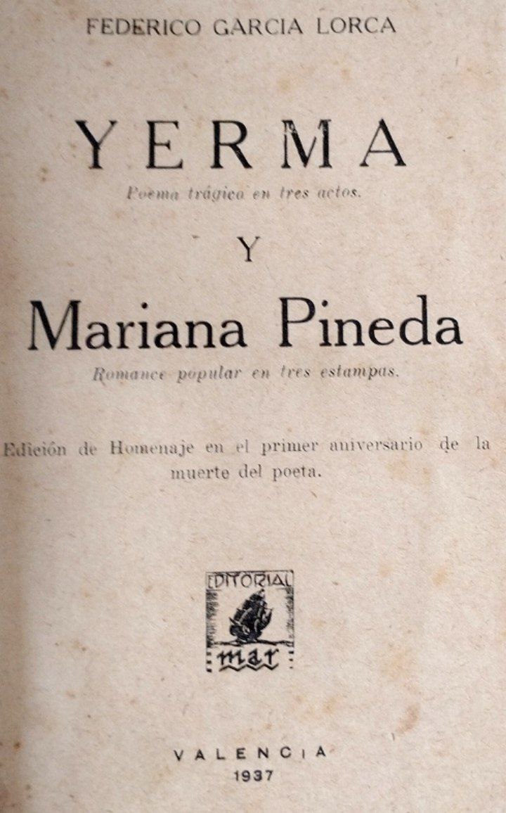 Federico García Lorca. Yerma. Poema trágico. - Mariana Pineda Romance Popular.